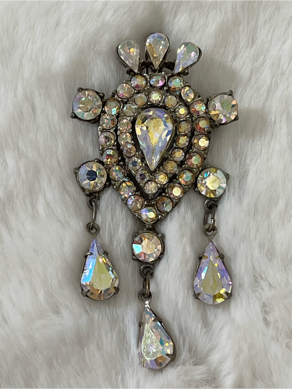 Swarovski Iridescent Aurora-Borealis Teardrop Crystal Pendant